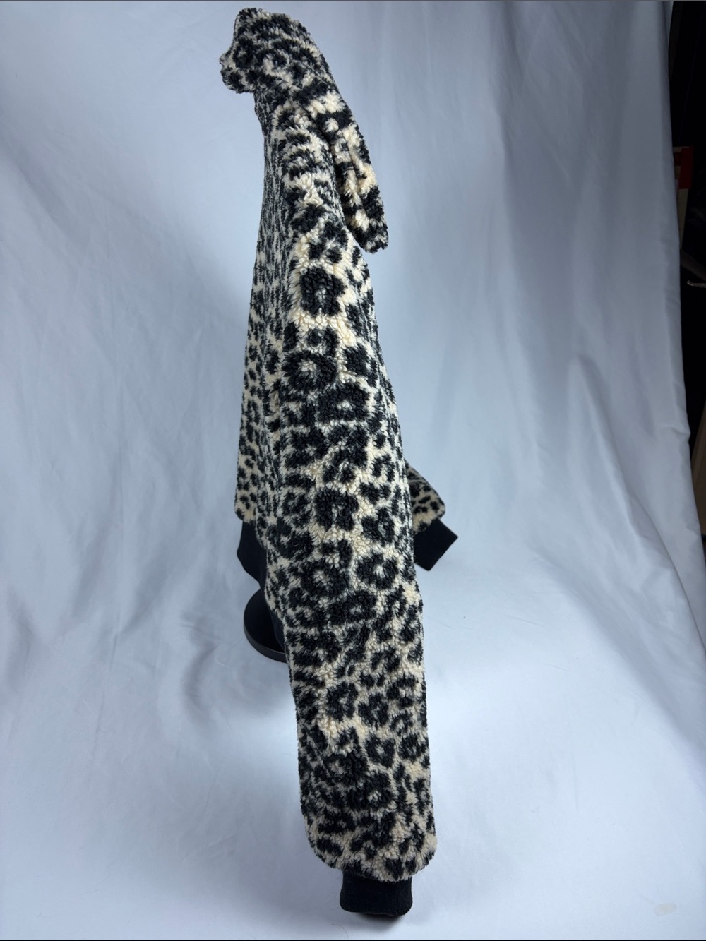 New York & Company Black and Cream Leopard Faux-Fur Bomber Jacket - Picture 2 of 9
